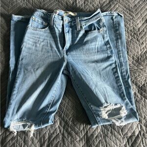 Levi’s 726 Flare Size 26x30 Medium Wash.  Cut out knees. Stretch